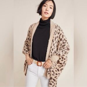 Leopard Print Cardigan with Black Turtleneck